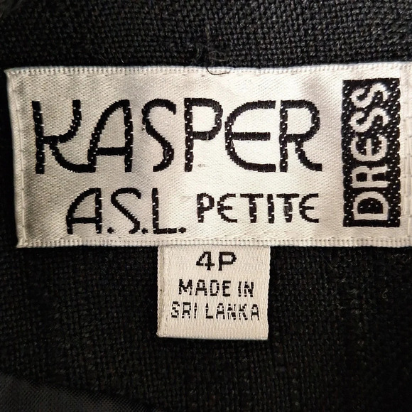 Kasper Vintage Y2K Old Hollywood Glamour Black Preppy Shift Dress Size 4P - Picture 6 of 7